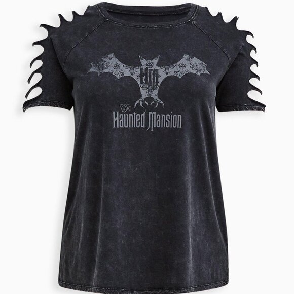Torrid Size 6(30/32) Disney Haunted Mansion Bat Slash Top - Mineral Wash Black - Picture 4 of 4